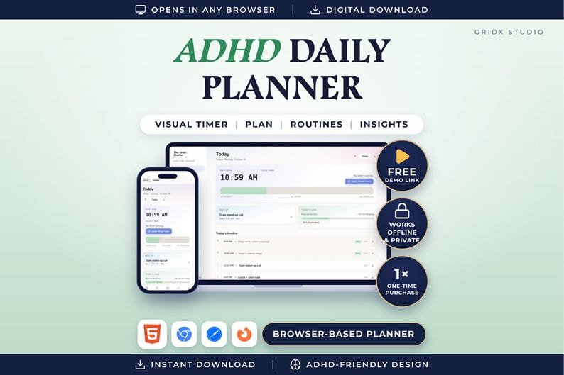 ADHD Daily Planner & Visual Timer